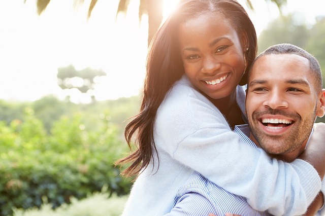Couple smiling