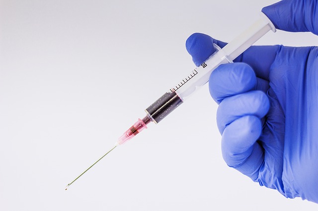 Syringe half-filled with blood
