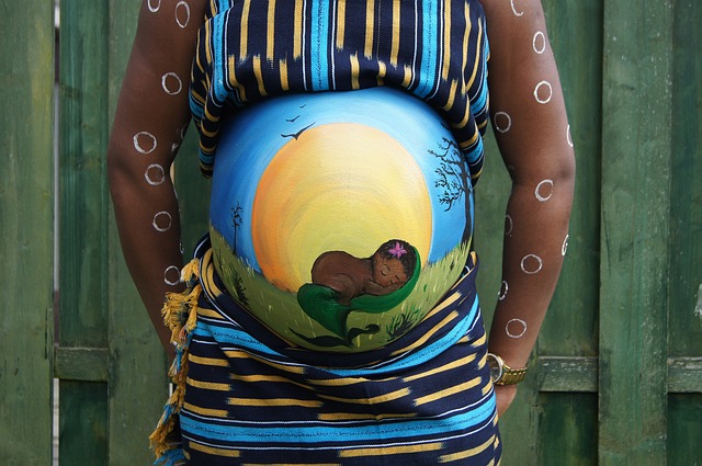 Painted pregnant belly